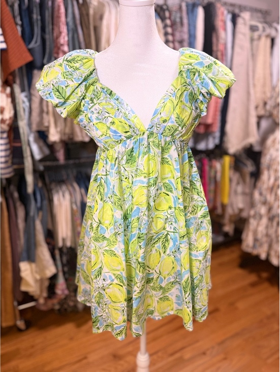 Meet Me in Santorini Dresses & Skirts - MEET ME IN SANTORINI Lemon Print Ruffle Open Back Mini Dress NWOT Small